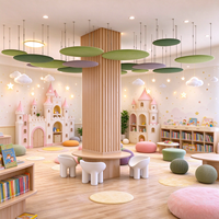 Ensemble complet de meubles pour la décoration de la salle de classe de la maternelle Chiquitos, comprenant un arbre décoratif, une table et des chaises, une bibliothèque et une zone de lecture pour la crèche.
