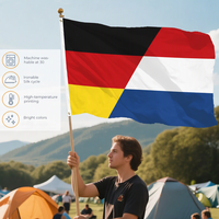 Drapeau personnalisé en polyester 3x5 pieds, drapeau Allemagne Pays-Bas, bannière robuste combinée Allemagne Pays-Bas avec œillets pour jardin et maison