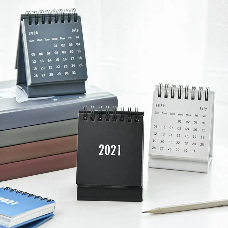 Produzione su misura 2021 logo standup desk top piccolo mensile mini calendario con il basamento