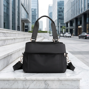 Black Nylon Women Tote Bag Waterproof Shoulder Handbag <b>Large</b> Capacity Zipper <b>Purse</b> for Daily Travel - Product Image 5