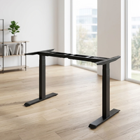 Bureau debout commercial moderne convertible à double moteur, extensible, réglable en hauteur sur 3 niveaux, avec cadre en acier inoxydable et fixation murale