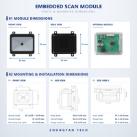 Interfaz USB TTL RS232 Mini Módulo de lector de código QR integrado Escaneo rápido 1D 2D Escáner de código de barras para máquinas expendedoras Control de acceso