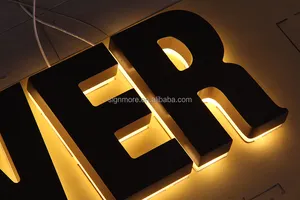 Led 3D, papan reklame alamat tenaga surya lampu Led 3D Stainless Steel kamar Hotel kamar lantai nomor Led Logo huruf menyala