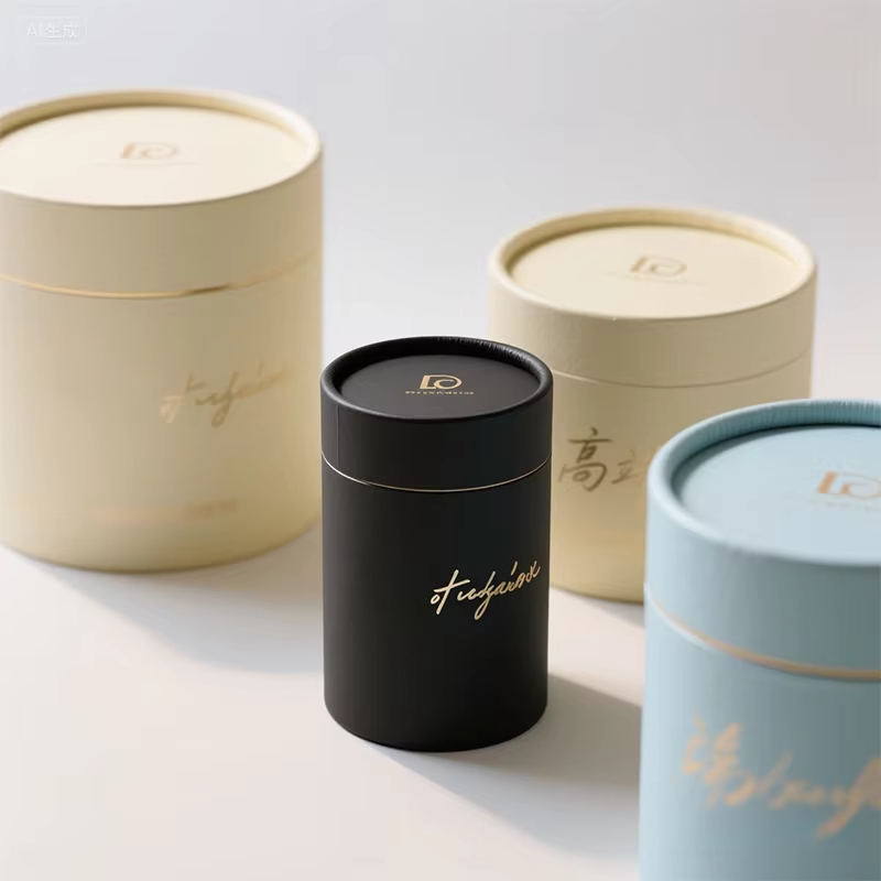 custom printing eco-friendly round cardboard gift perfume essential oil candle glass bottle cylinder packaging kraft paper