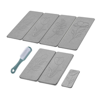 Grand tapis pliable antidérapant à séchage rapide CC 24"x16" et tapis absorbant en terre de diatomée à motif floral 8"x4" pour vaisselle, bouteilles et tasses