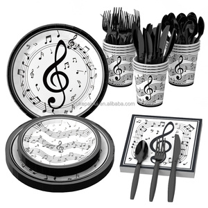 Assiettes jetables à motifs de notes de musique pour concerts, anniversaires, fêtes de bébé, fournitures de décoration - Product Image 5
