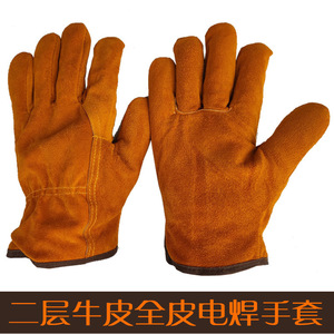 Gants de soudage en cuir de vachette double couche Kyushu, doublés polaire, style court, pour l'industrie de la soudure - Product Image 4