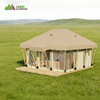Tente en toile de haute qualité avec terrasse, tente safari extérieure en bois massif pour hôtel