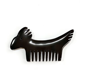 Peigne Gua Sha en pierre Bian noir en forme de cheval pour massage facial - Product Image 2