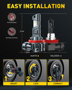 หลอดไฟหน้ารถยนต์ H11 E4E AUXITO EU R37 ได้รับการรับรองมาตรฐาน H8/9/16 5500K สีขาว 1500lm 20W 1:1 หลอดไฟ LED สำหรับไฟหน้า - Product Image 3