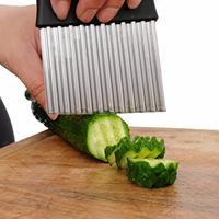 Keuken gegolfde aardappelmes roestvrij staal crinkle cutter voor fruit groente salade wortel aardappel friet