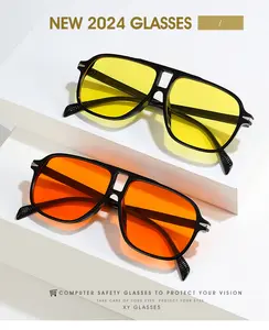 Nuevas gafas de sol de moda con borde de diamante superior degradado para mujer, gafas de sol Unisex de resina con pie curvo sin montura UV400