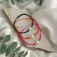 Bracelet en or 18 carats avec breloque avion pour femme et homme, bijoux minimalistes, bracelet à cordon réglable