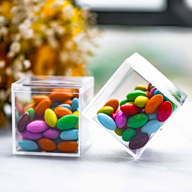 ZGLP5530 2*2*1,8 дюймов Мини Свадебные сувениры Goodie прозрачный шоколад акриловая коробка для конфет с крышкой