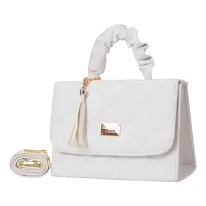Bolso de Mano para Mujer Fana Morgan, de Cuero Blanco Acolchado, con Borlas, Forma de Sobre, para Playa, Gran Capacidad, Correa Extraíble - Product Image 4