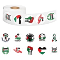 500 autocollants personnalisés par rouleau, motif Palestine, autocollant de voiture Palestine, autocollants imperméables drapeau Palestine pour la décoration