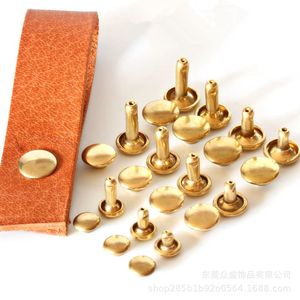 4mm 5mm 6mm 8mm 9mm 10mm 12mm <span class=keywords><strong>Rivet</strong></span> à double capuchon en laiton massif <span class=keywords><strong>couleur</strong></span> or pour cuir - Product Image 4