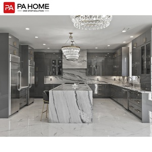 Pa readymade độ bóng cao nhiều lớp ván ép tủ bếp với kính hiển thị hiện đại lưu trữ sơn mài kết thúc - Product Image 2