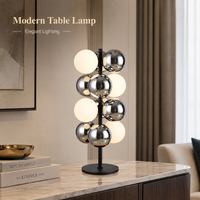 Lampe de table élégante à sphères mixtes G9, verre givré blanc chromé, base noire, lumière de chevet, style moderne pour salon et maison