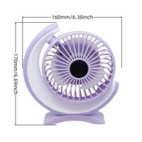 Ventilateur de table compact rechargeable en forme de lune, mini ventilateur portable, inclinaison réglable, silencieux, pour voiture, extérieur, en plastique