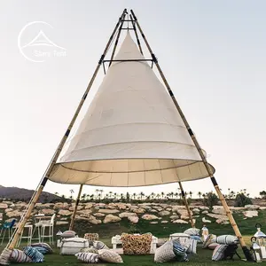 Grande tente <span class=keywords><strong>tipi</strong></span> indienne d'extérieur 8M avec structure <span class=keywords><strong>en</strong></span> <span class=keywords><strong>bois</strong></span> et double revêtement PVC pour 10 personnes - Product Image 1