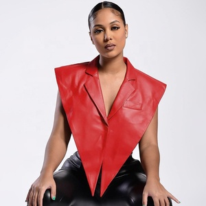Hot Sale Fashion Short Ladies Leather Jacket Women Leather <strong>Gilet</strong> Genuine Leather Shawl Vest - Product Image 1