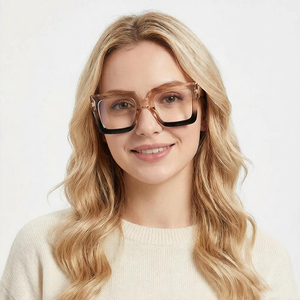 Lunettes anti-lumière bleue colorées pour femmes, monture carrée surdimensionnée noire, lunettes décoratives pour femmes, verres transparents, lunettes pour femmes - Product Image 3