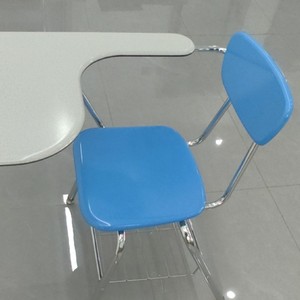Ensemble chaise et bureau d'étudiant, plateau en plastique bleu, structure métallique, panier en fil métallique, mobilier scolaire, design minimaliste, durable, 85x51.2x75 - Product Image 2