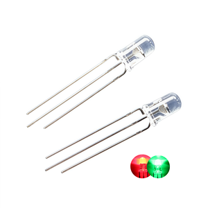 LED a 3 pin DIP a catodo comune, lente trasparente rotonda, rosso e verde, bicolore, 5mm, con flangia F5, lampeggiante, foro passante, angolo di visione 30° - Product Image 2