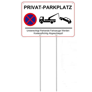 Duits Prive Parkeerplaats Bord Verkeersbord Aluminium Metalen Binnenplaats Waarschuwingsbord Met Paal - Product Image 2