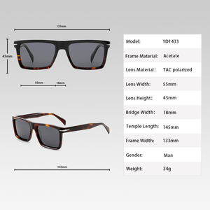 新しいファッションEUスタイルのアセテート素材フレームサングラスUV400偏光メンズアクセサリーアイウェア眼鏡高級メガネ - Product Image 4