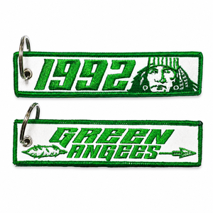 Factory Price Freedom Theme Jet Tag Fabric Retro 3D Both Sides Embroidered <b>Key</b> Chain Custom Letter Embroidery Keychain - Product Image 1