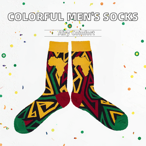 Chaussettes décontractées unisexes pour hommes, en coton respirant, colorées, géométriques, abstraites, <span class=keywords><strong>fantaisie</strong></span>, graphiques, originales, ethniques, imprimées africaines, printemps - Product Image 2
