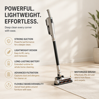 Aspirateur sans fil V20 250W 20Kpa, aspirateur à main cyclonique sans fil avec filtre HEPA et sac pour la maison, l'hôtel, l'appartement, les poils d'animaux, aspirateur à batterie