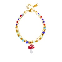 Chaîne perlée en acier inoxydable plaqué or 18 carats, motif animal coloré, style européen et américain, tendance, avec pendentif goutte d'huile, idéale comme cadeau