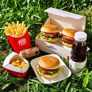 Emballage de restauration rapide personnalisé <span class=keywords><strong>Contenant</strong></span> alimentaire jetable portable pour frites, hamburgers, poulet frit, boîtes à emporter pour le déjeuner - Product Image 2