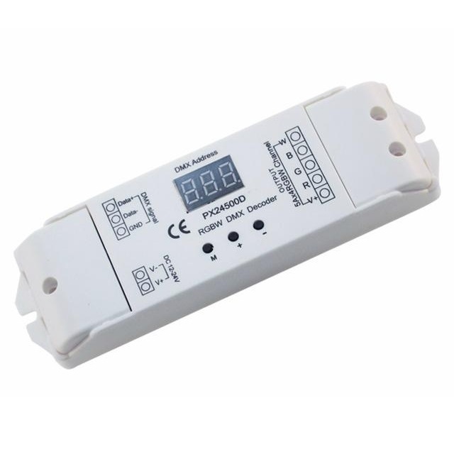 Euchips 240W 480W RGBW 4-Channel DMX LED Decoder Led Dimmer Controller 12v 24v DC Input DMX512 Controller