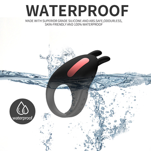 Hautfreundlicher Silikon-Kaninchen-Vibrator zur Klitorisstimulation, verstellbare Größe, vibrierender Penisring - Product Image 4