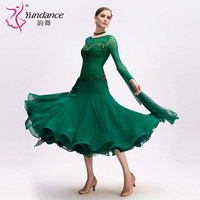 B-24205 nouveauté robe de danse de salon standard international robe de danse de salon longue en mousseline de soie verte de haute qualité à vendre