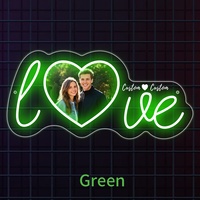 Enseigne néon LED personnalisée en forme de cœur Neonawall, avec photo et nom, intensité réglable, multicolore, décoration murale pour mariage, demande en mariage, fiançailles