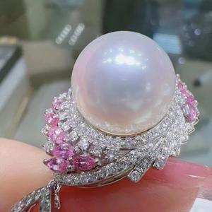 Collier de perles naturelles impeccables de base, 12-13 mm, avec chaîne cubaine en argent pur 925, lumière intense, coffret cadeau assorti - Product Image 4