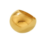 Trendiger Vintage-Schmuck, anlaufgeschützt, 18K vergoldeter, klobiger Kuppelring aus 316L Edelstahl, polierter breiter Statement-Ring