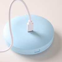 Miroir de poche double face à LED Quicksand de dessin animé tricolore Miroir de maquillage rechargeable USB portable
