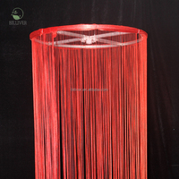 Vente en gros rideau à fleurs en cristal avec pompon cercle rond cadre en métal plafond suspendu pour décoration de plafond de mariage