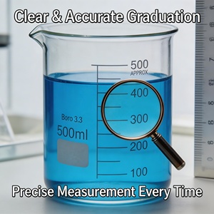 Heldere borosilicaatglas maatbeker 500 ml afgestudeerd scheikunde laboratoriumglaswerk wetenschappelijk experiment laboratoriumapparatuur - Product Image 4