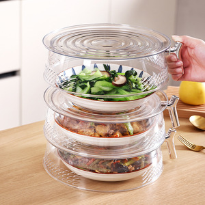 Nouveau couvercle alimentaire isolant multicouche transparent anti-insectes avec poignée pour la maison - Product Image 5