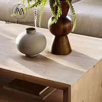 Table basse rectangulaire en bois de pin naturel de style nordique, design moderne et personnalisé pour salon, avec étagère, table à thé contemporaine