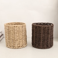 Panier de rangement circulaire multifonctionnel en corde de papier écologique pour bureau et salle d'étude