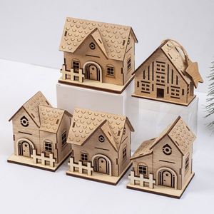 Hot-Selling Glowing Cabin Ornament Small Home Festival Craft Wooden House Christmas Village Figurines <b>Light</b> <b>Led</b> - Product Image 3
