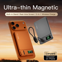 Batería Externa Magnética Inalámbrica de Alta Capacidad 10000mAh, Carga Rápida PD de 20W, Ultra Delgada y Portátil con Pantalla LED